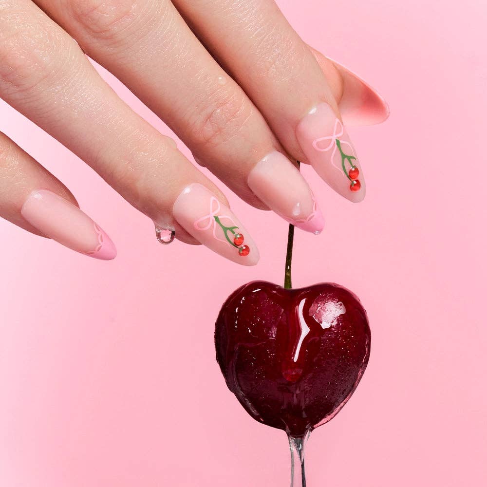 Cherry Bow Press On Nails