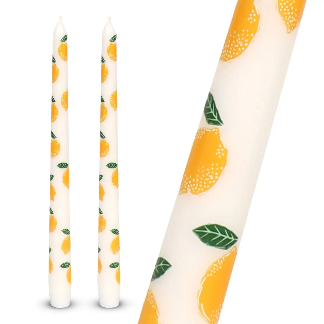 LEMON TAPER STATEMENT CANDLE SET OF 2