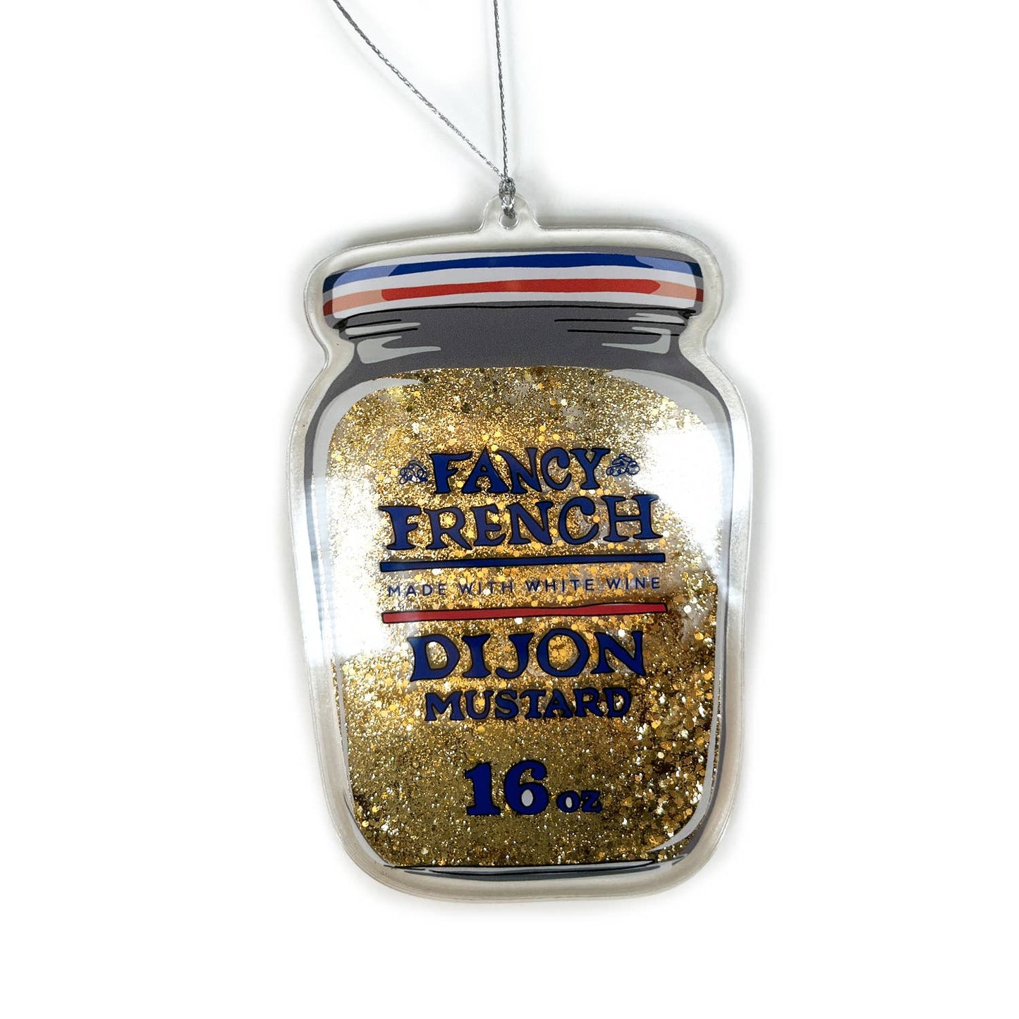 Dijon Mustard Sparkle Glitter Shaker Christmas Ornament