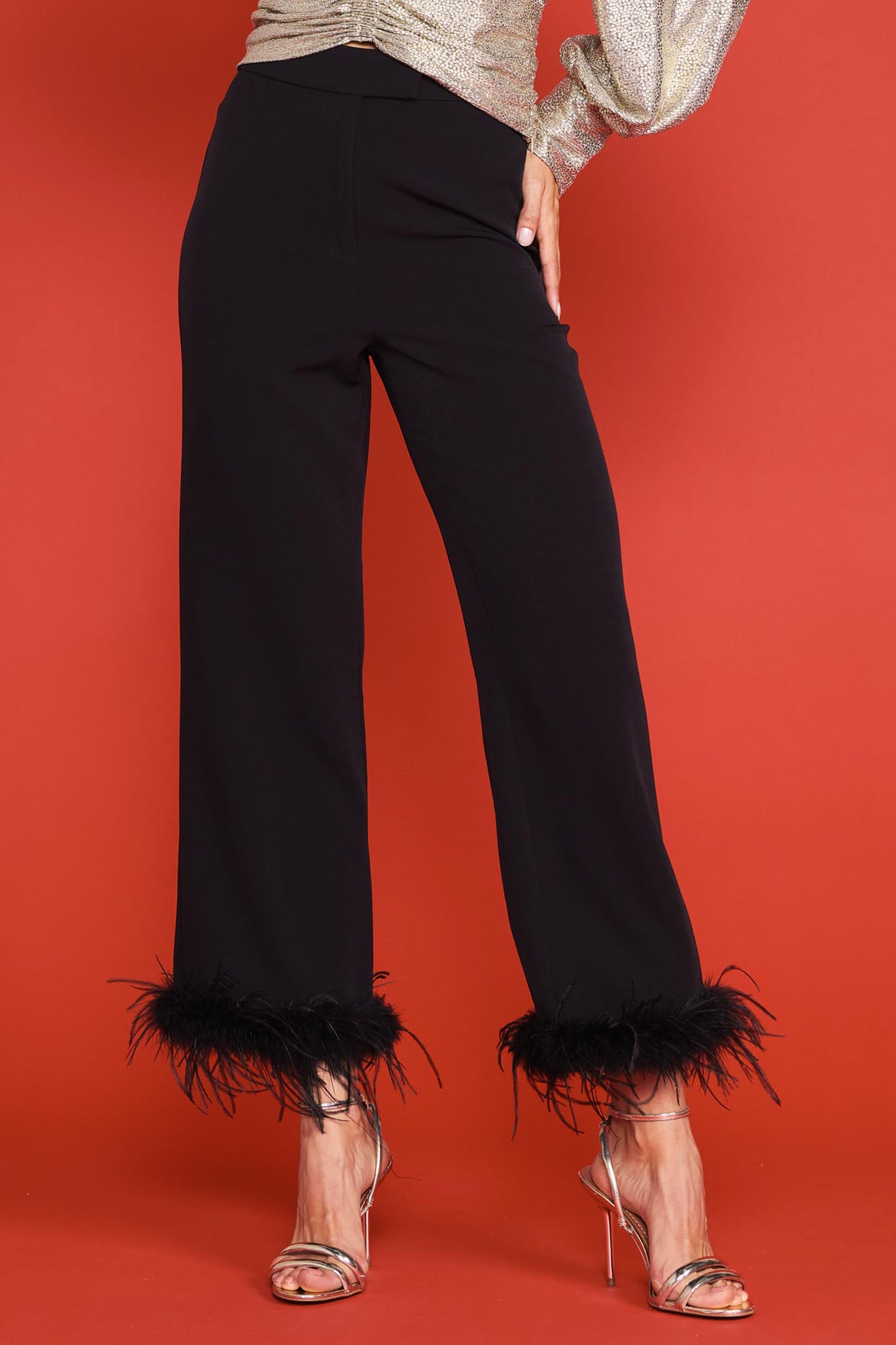 FEATHER TRIM TROUSER