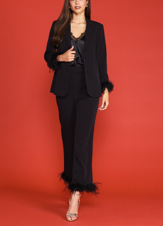 FEATHER TRIM TROUSER