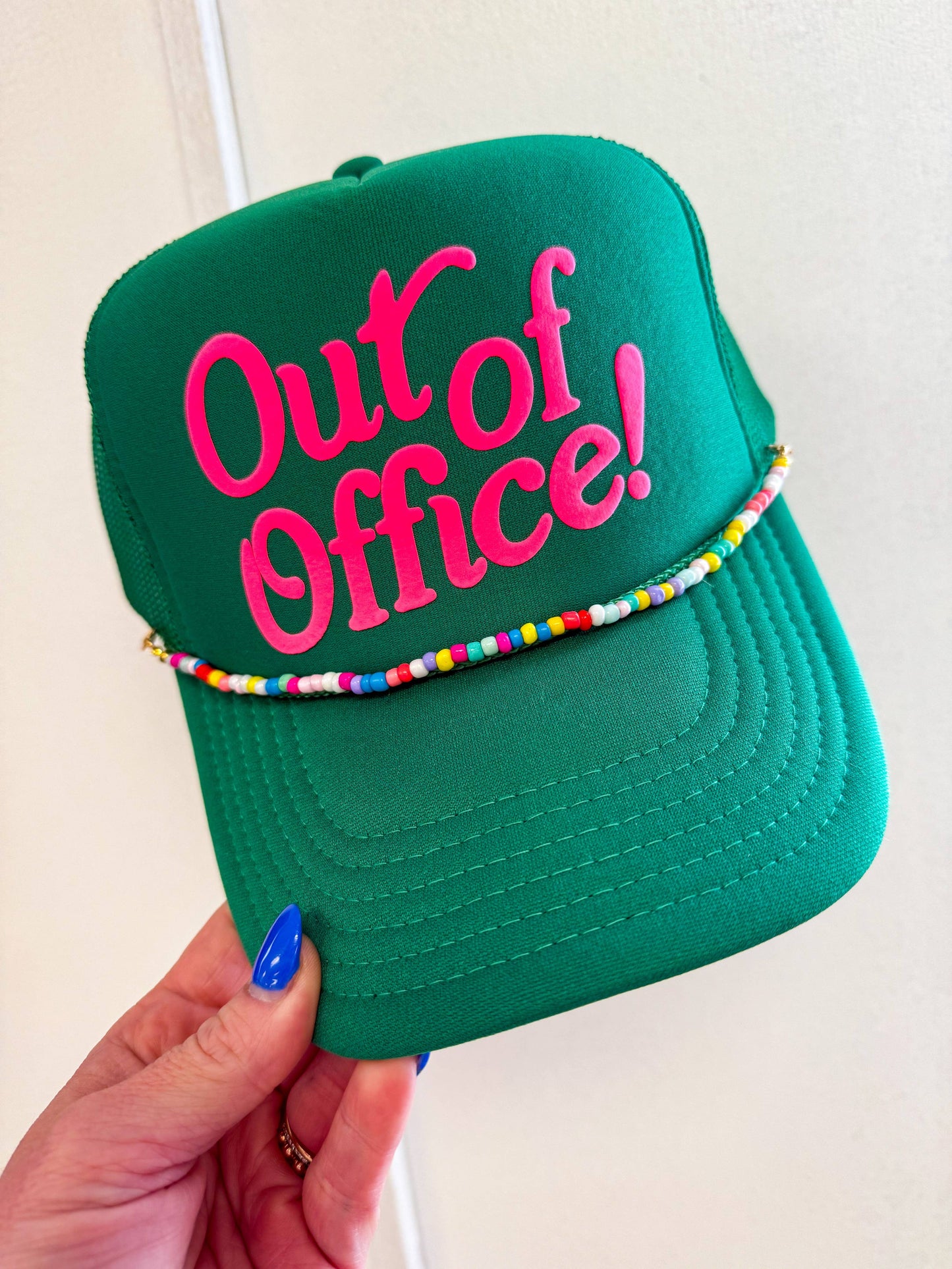 OUT OF OFFICE TRUCKER BEAD TRIM HAT