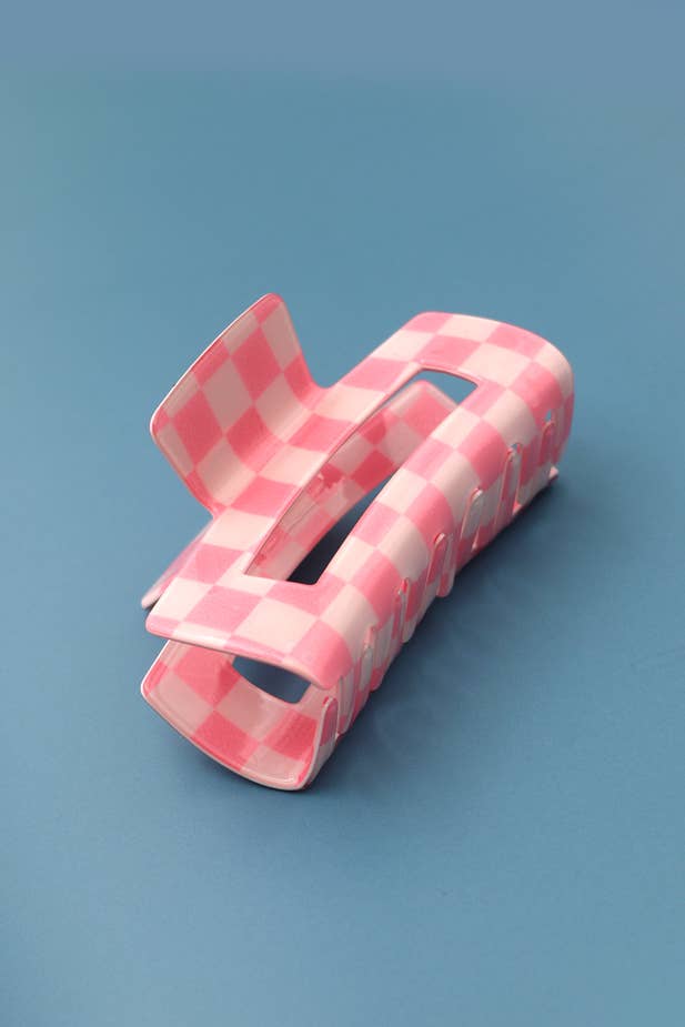 JUMBO CHECKER HAIR CLAW CLIPS