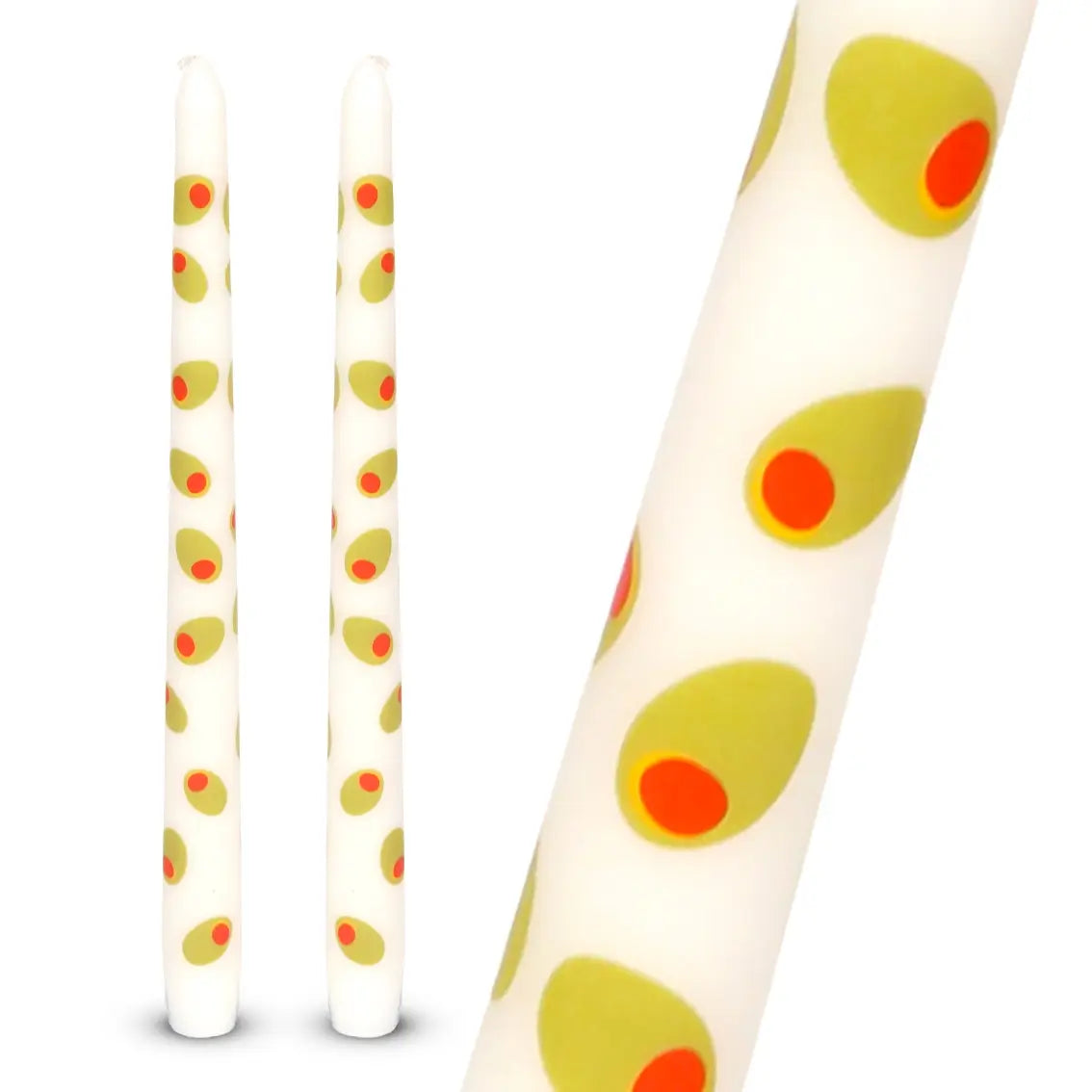 OLIVE TAPER STATEMENT CANDLE SET OF 2