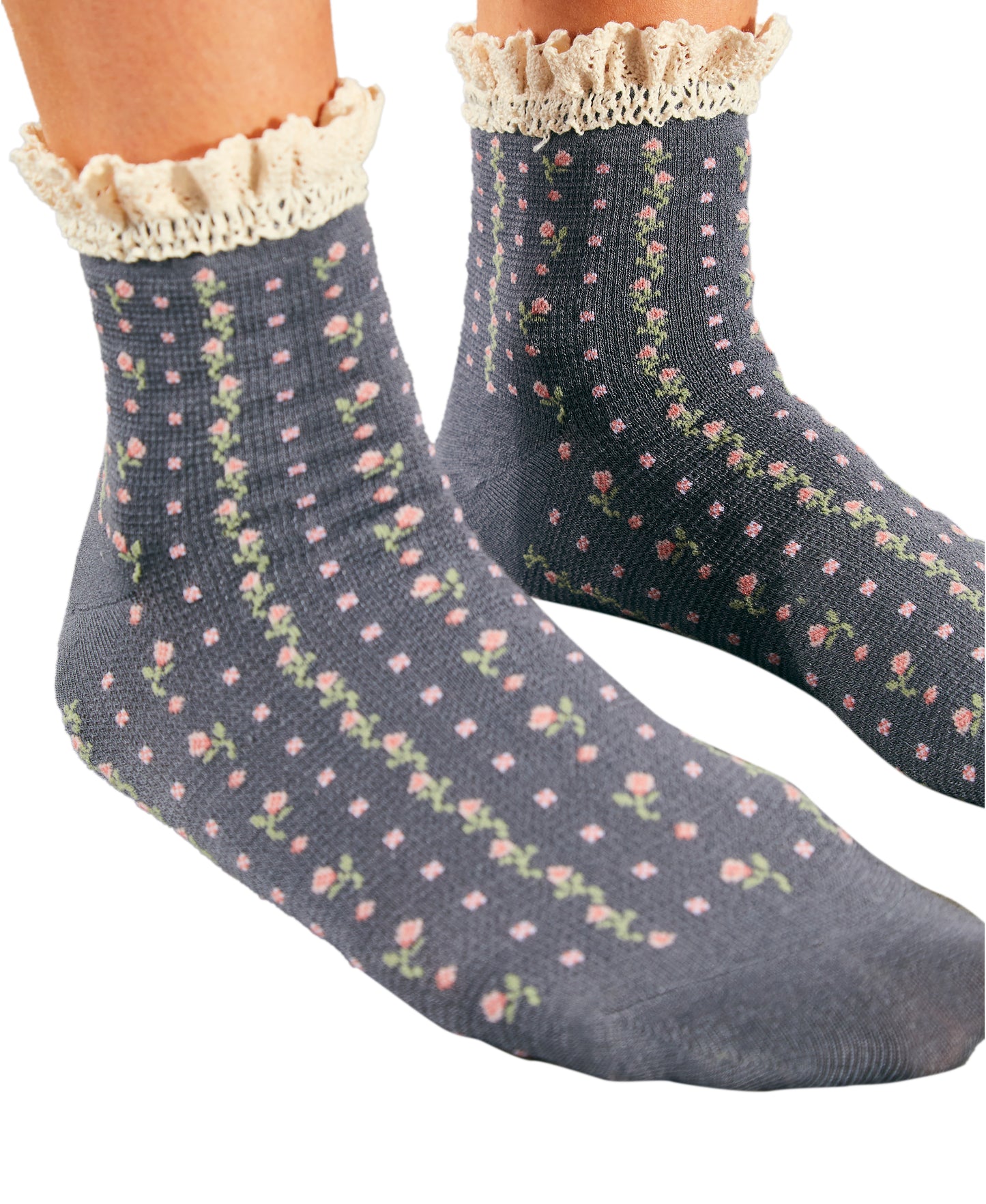 ROSEBUD WAFFLE KNIT ANKLE SOCKS