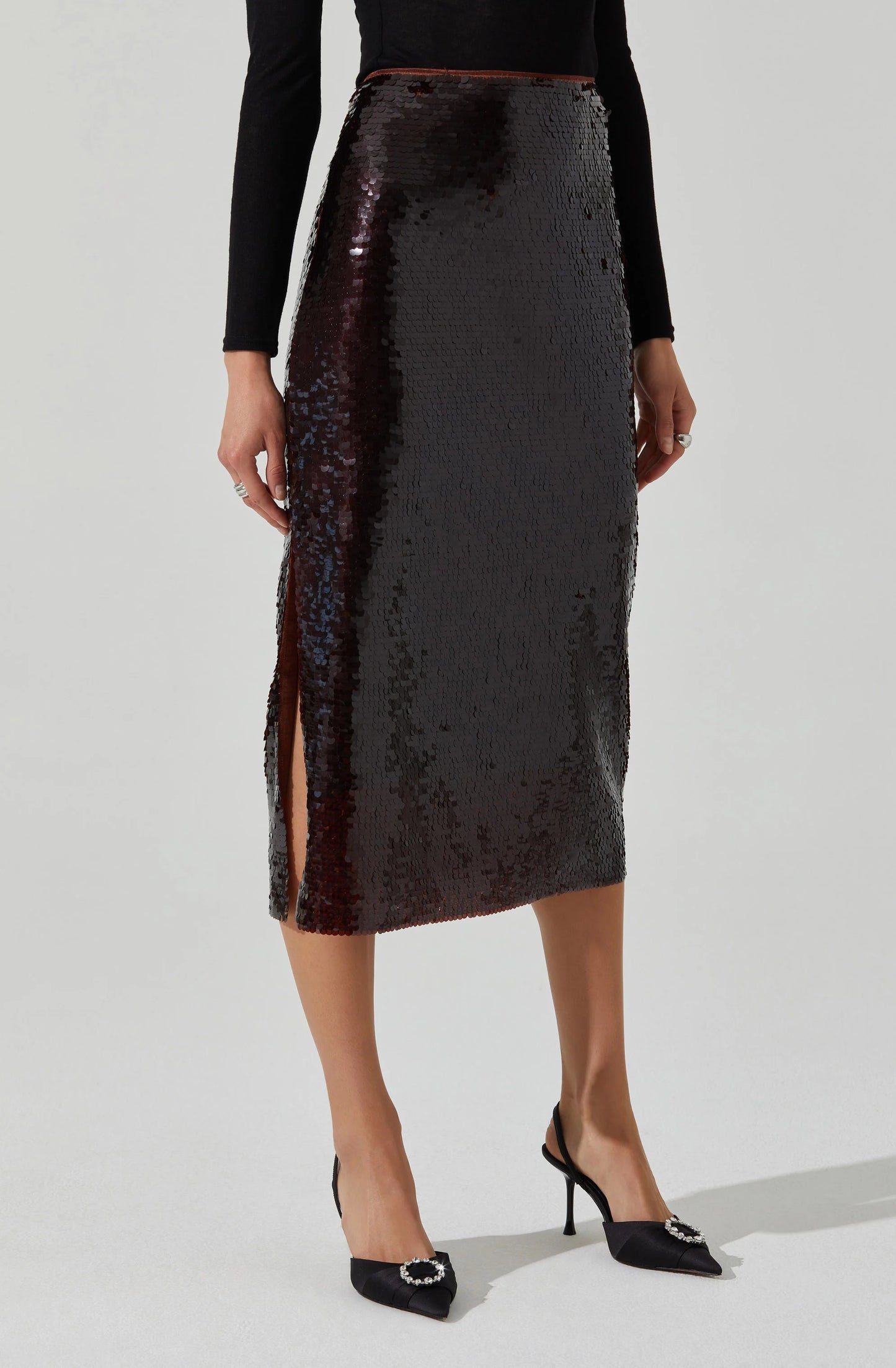 DOVA SEQUIN MIDI SKIRT