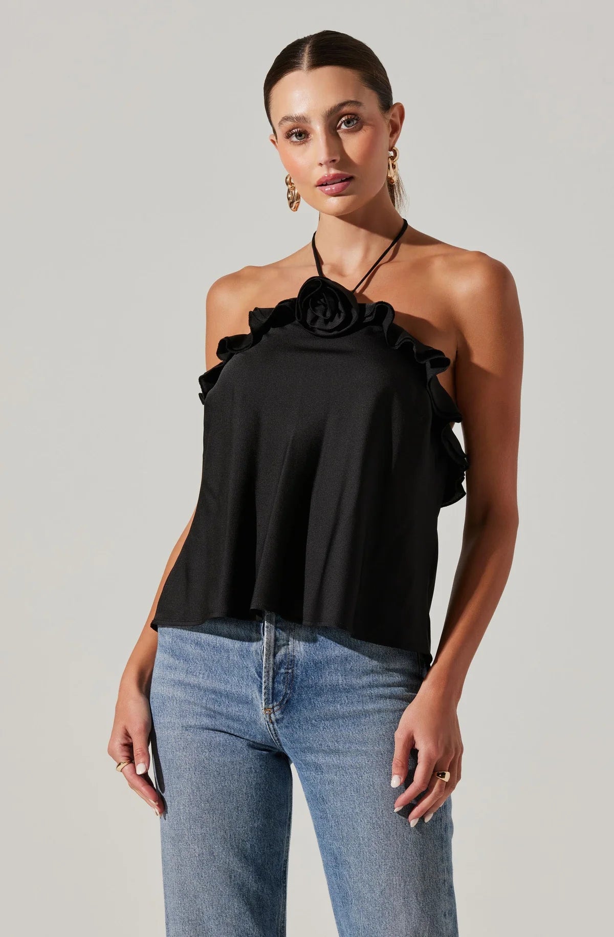 ALIX ROSETTE HALTER TOP
