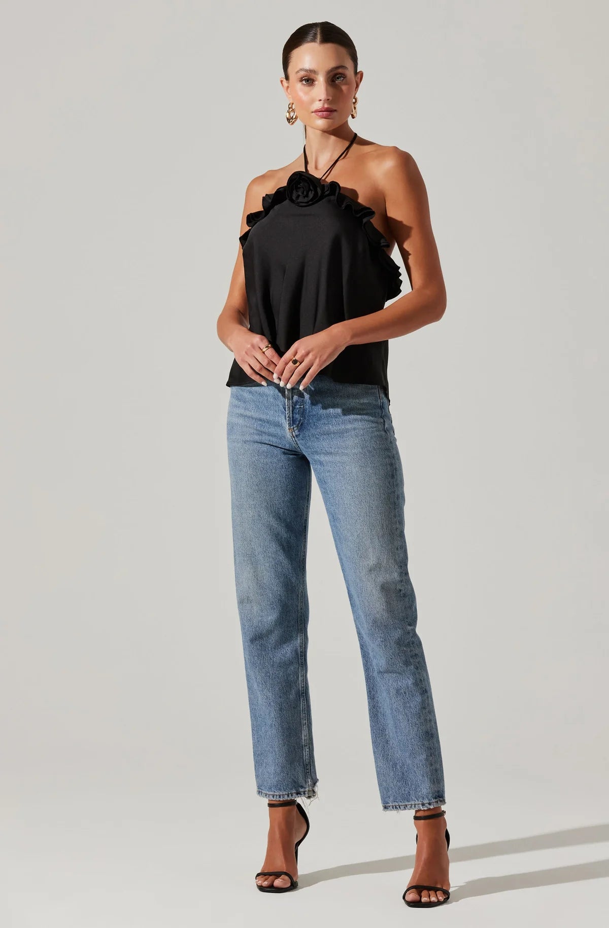 ALIX ROSETTE HALTER TOP