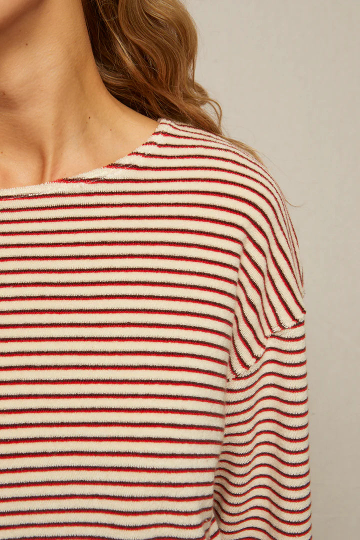 CAMI LOOP TERRY STRIPE LONG SLEEVE