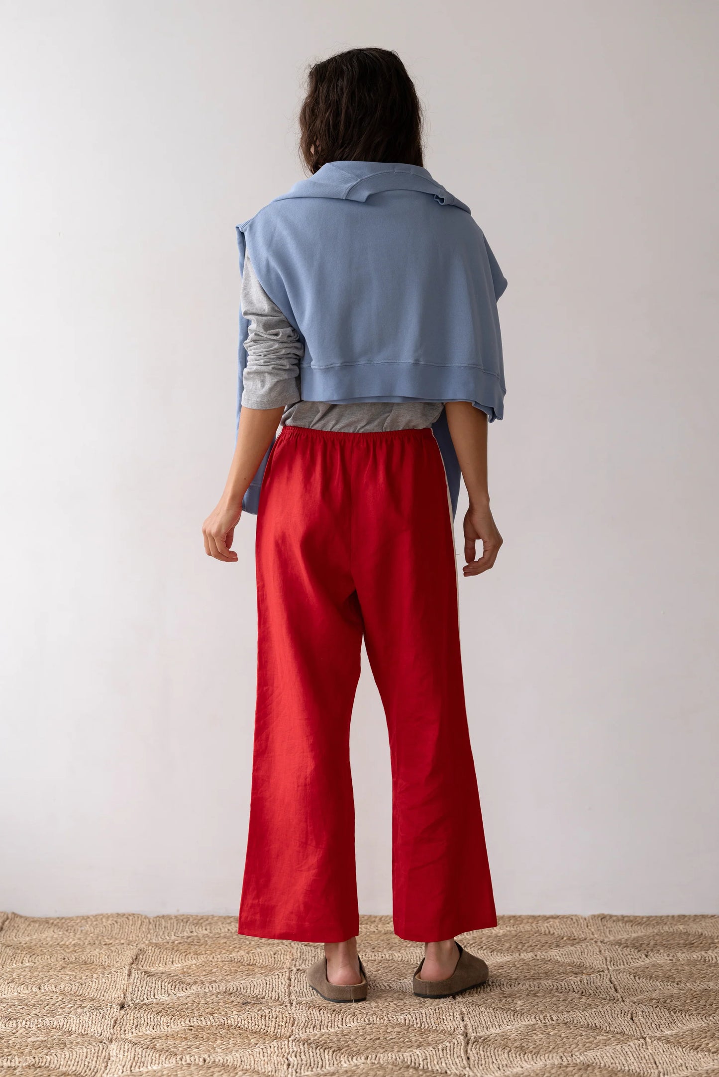 THE LINEN STRIPE CROP PANT