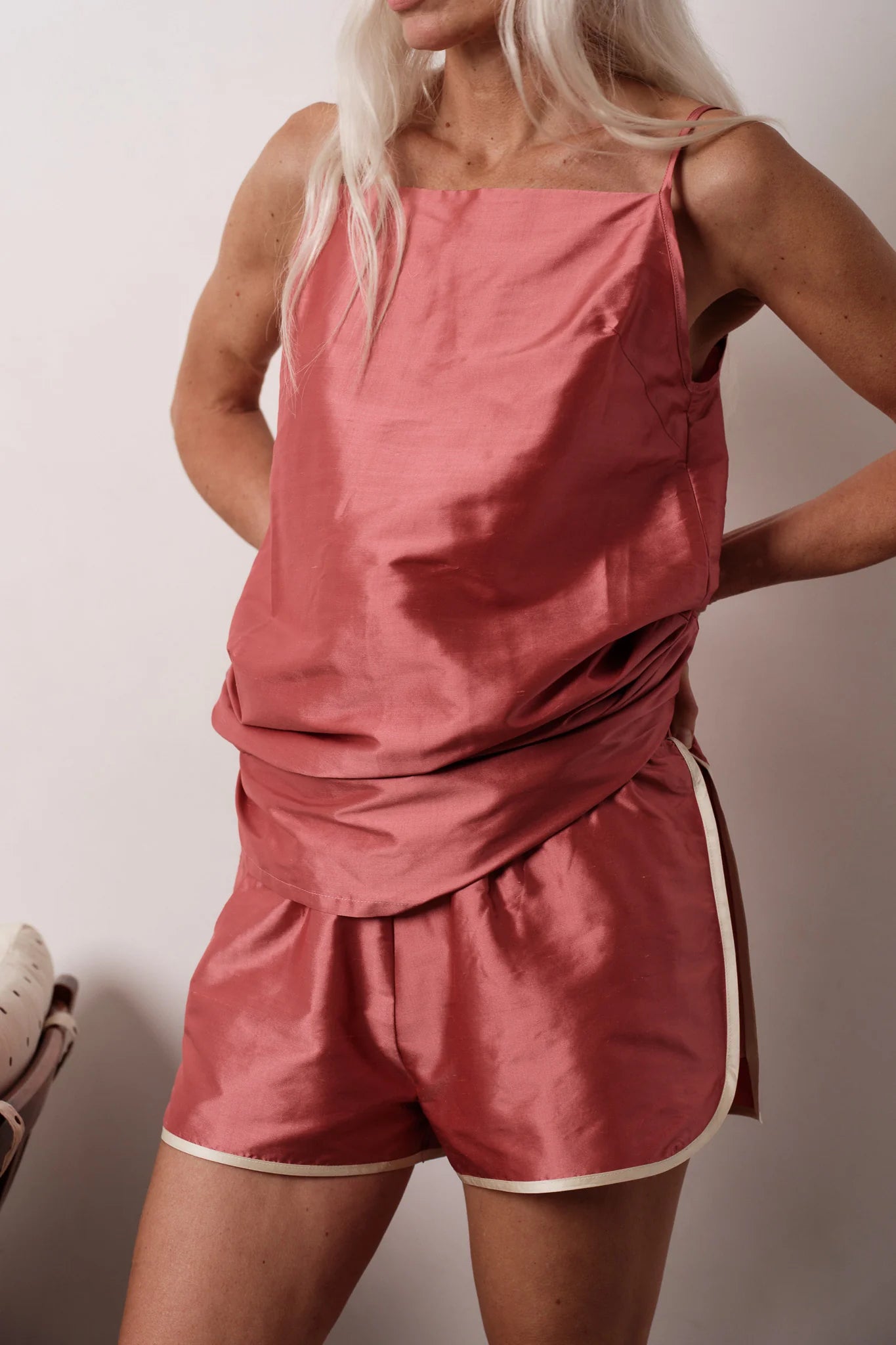 RHUBARB TAFFETA RACER STRIPE SHORT
