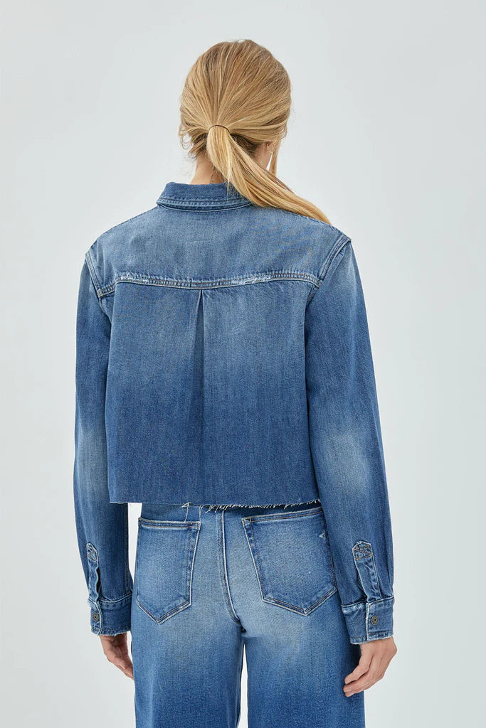 FRAY HEM DENIM SHIRT