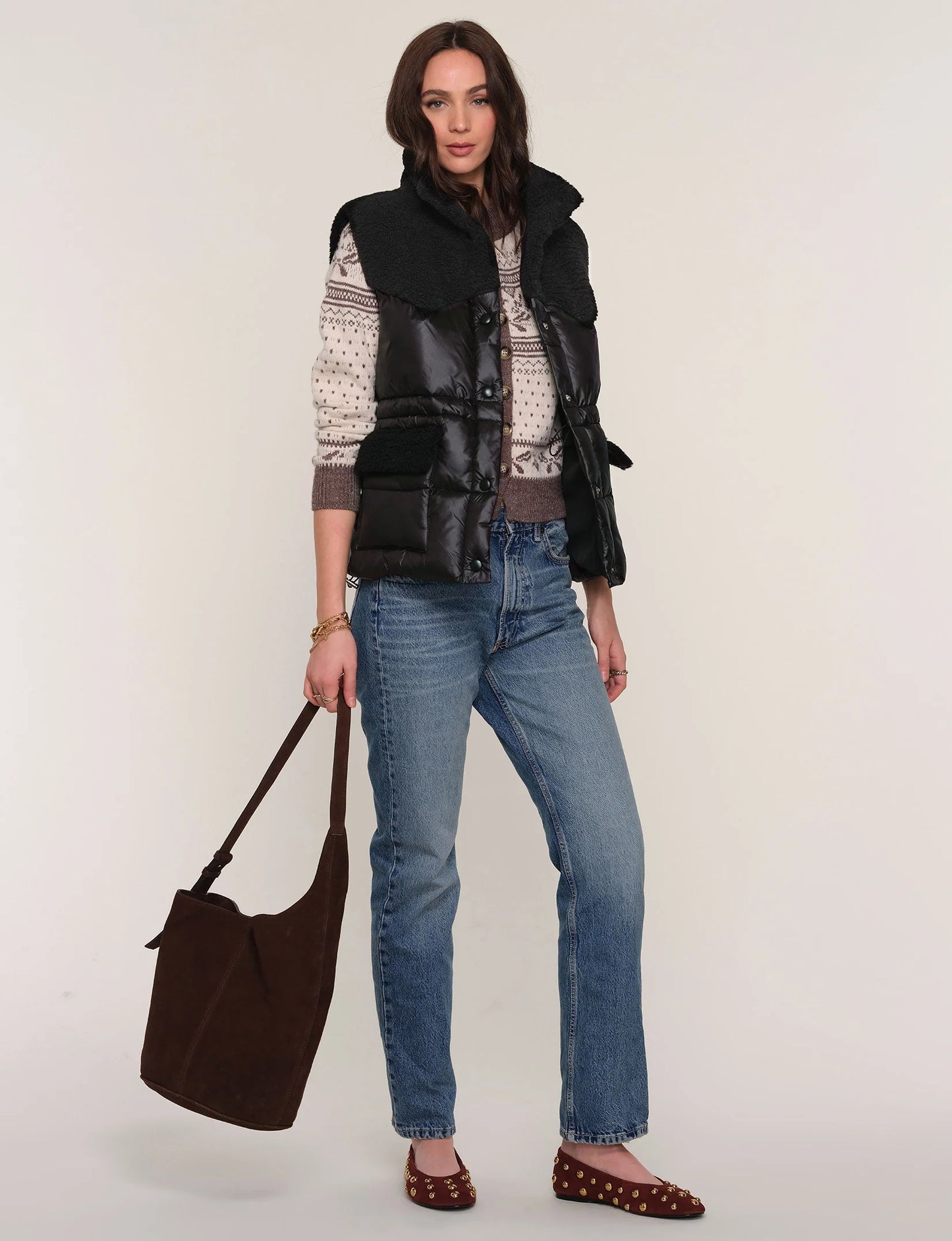 ALEX PUFFER VEST WITH SHERPA