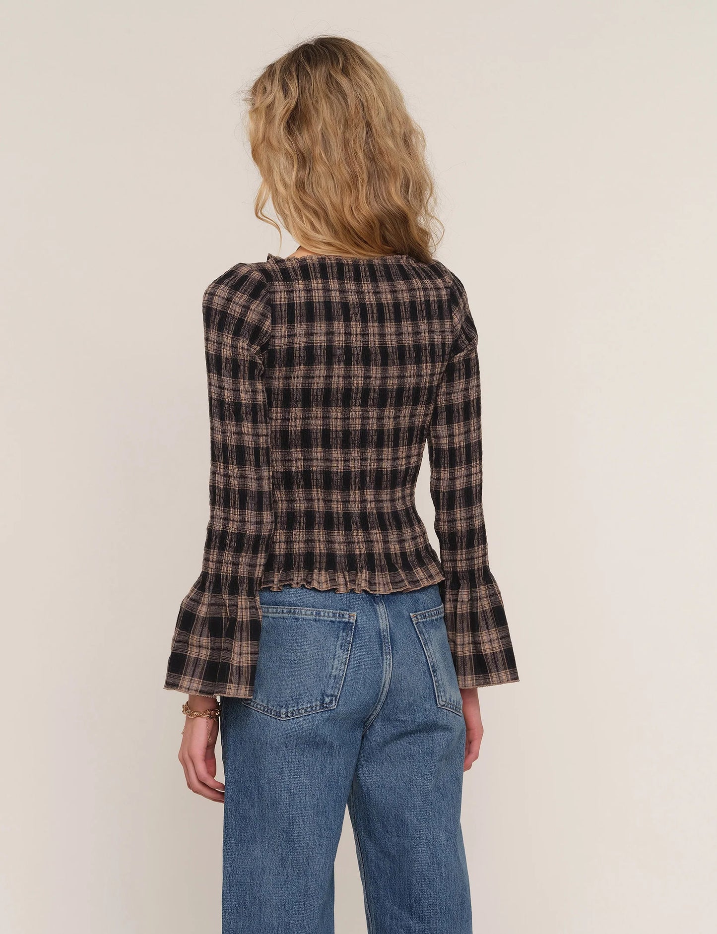 TRACY PLAID SMOCK TOP