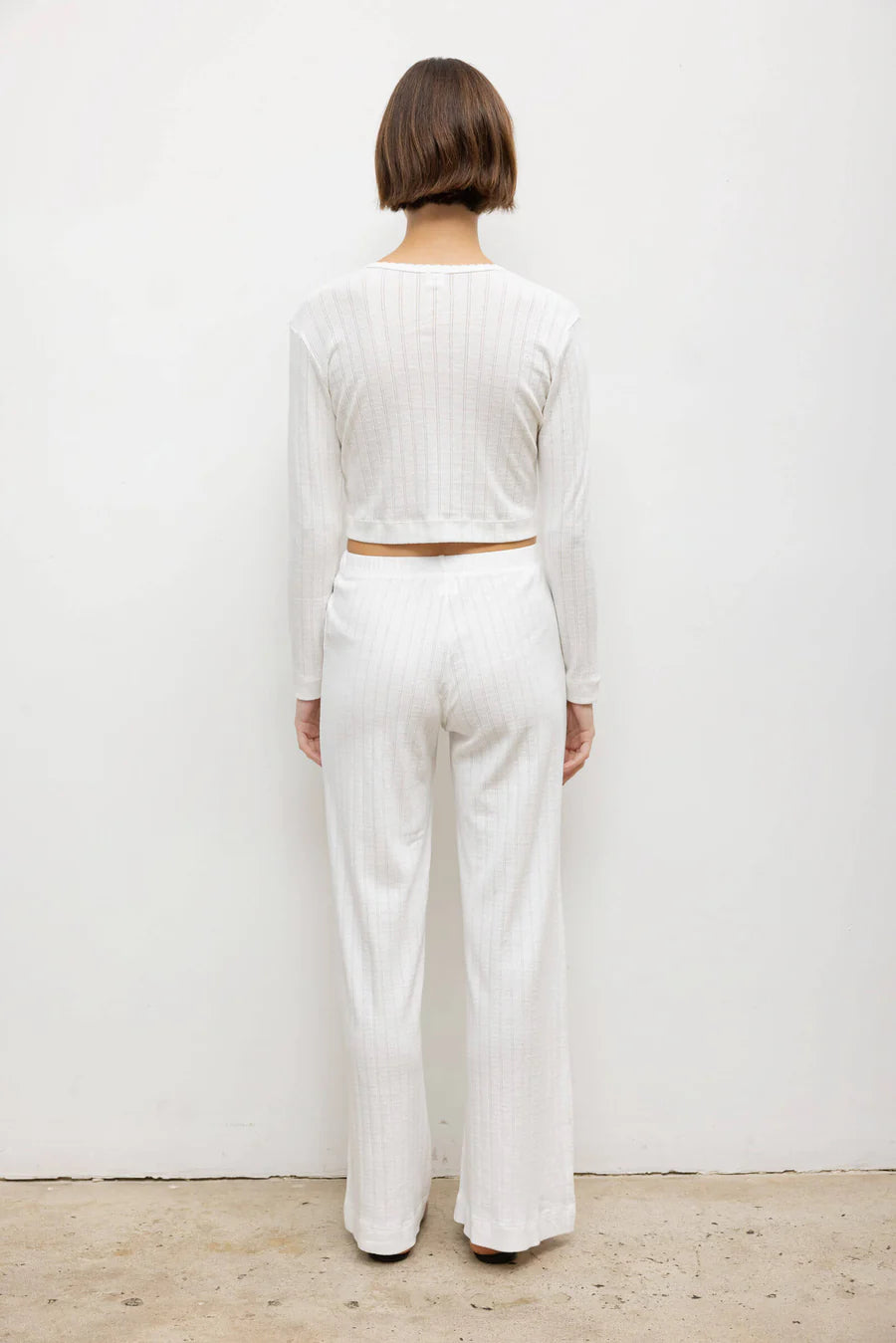 POINTELLE CROP CARDIGAN