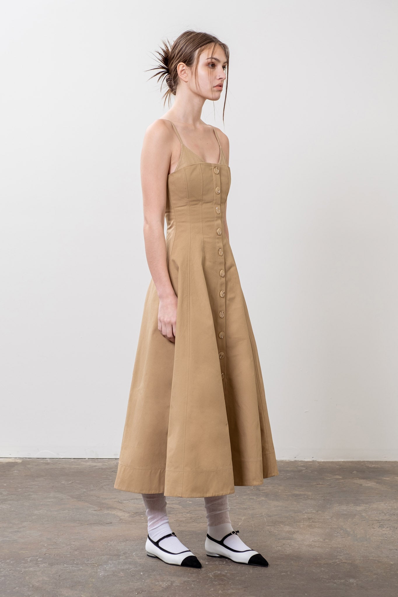 LAYERED BONED A LINE MIDI DRESS