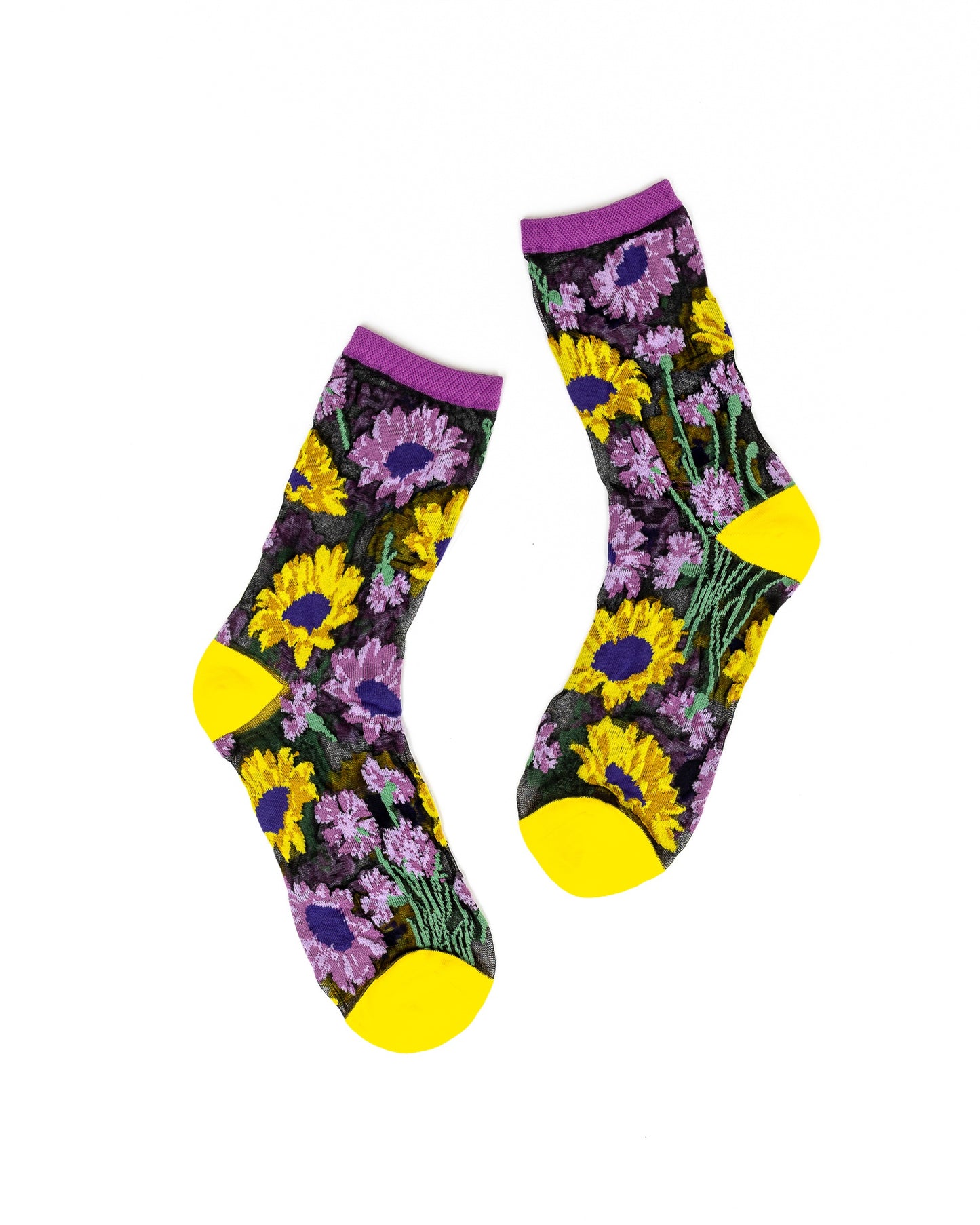 MIXED SUNFLOWERS SHEER SOCK