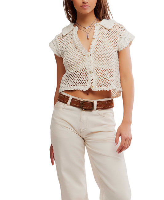 LILY CROCHET BUTTON FRONT TOP