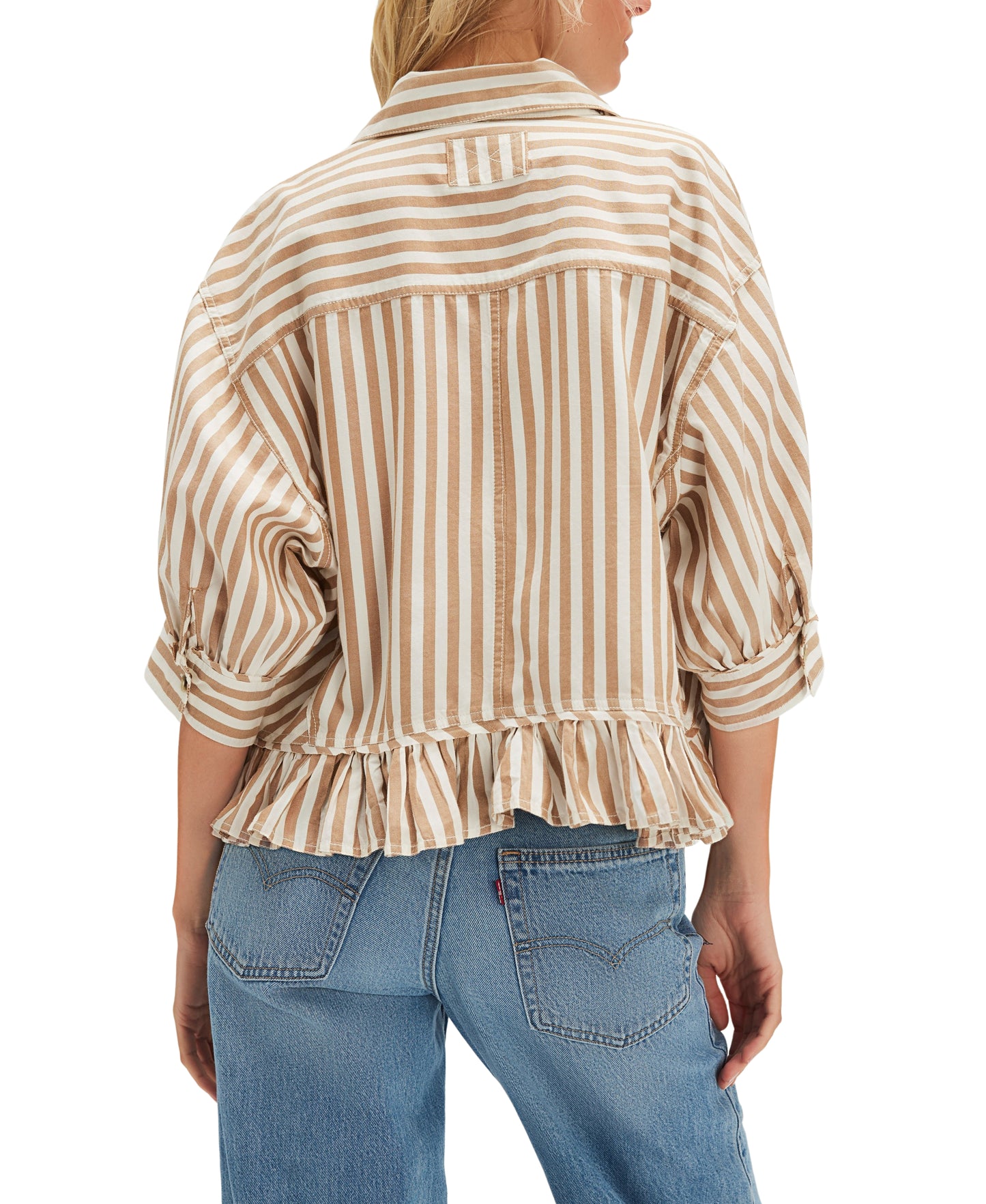 BAILEY STRIPE RUFFLE HEM SHIRT