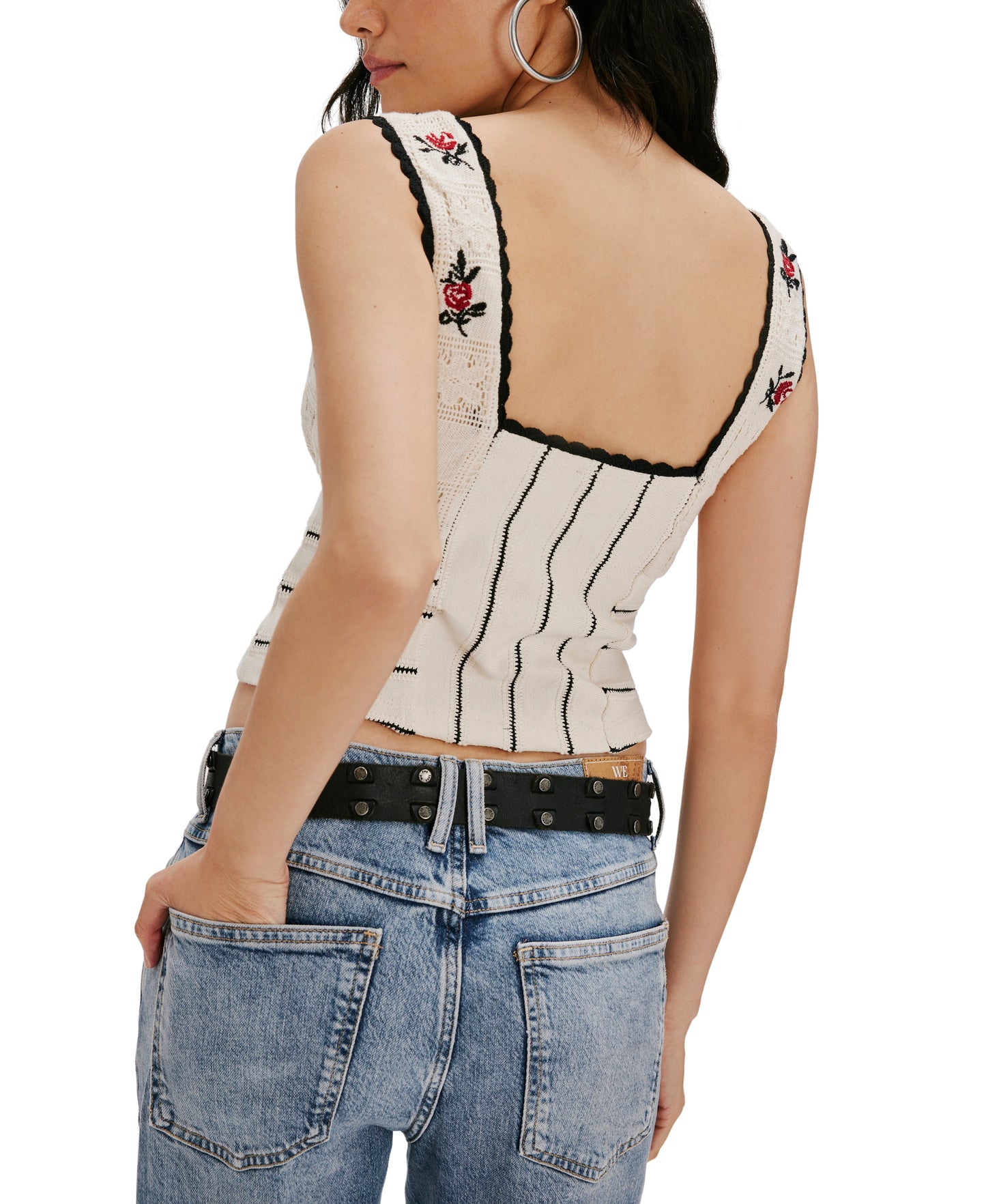 ROSE BUD EMBROIDERED TANK TOP