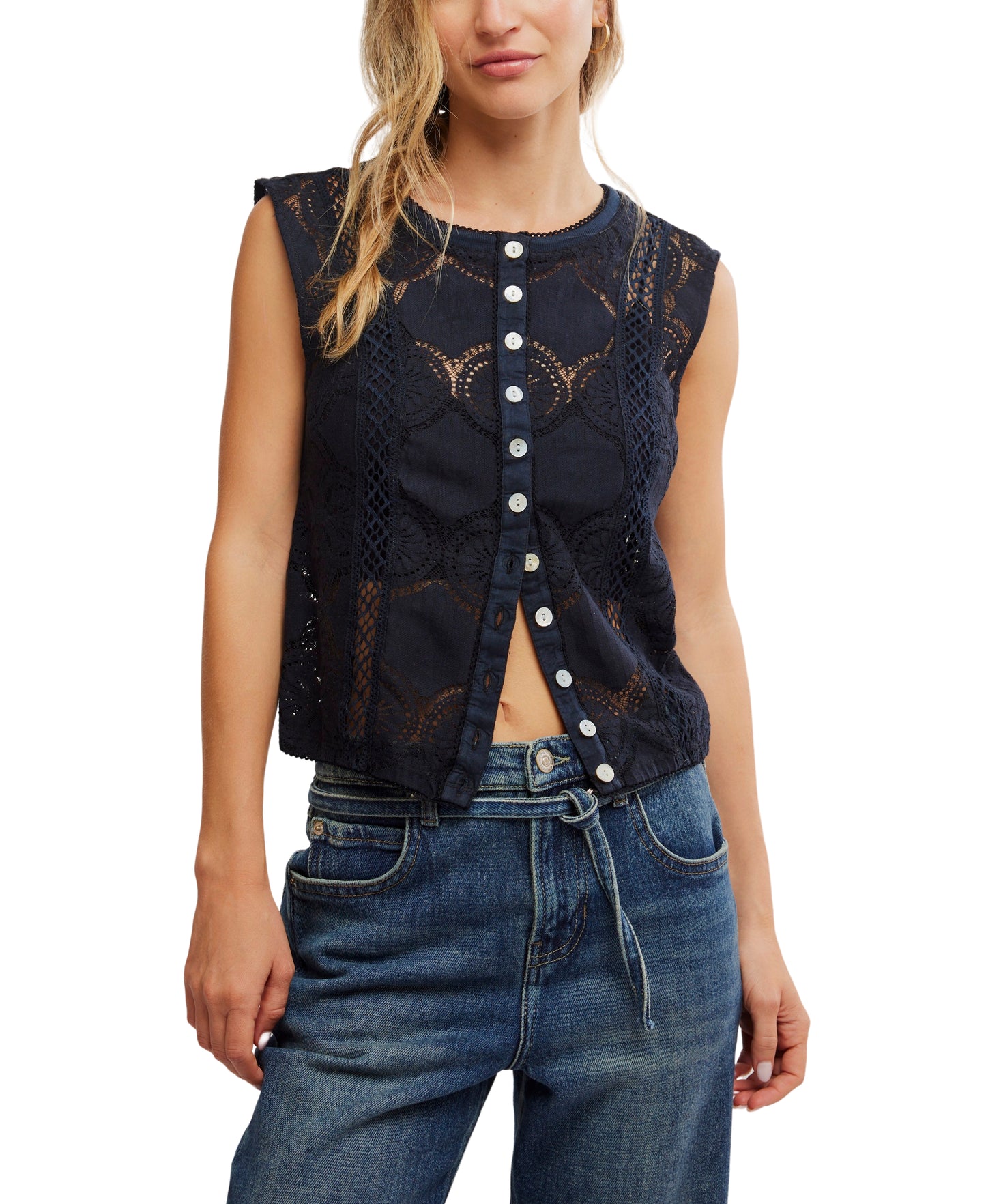 JAE EYELET KNIT TOP