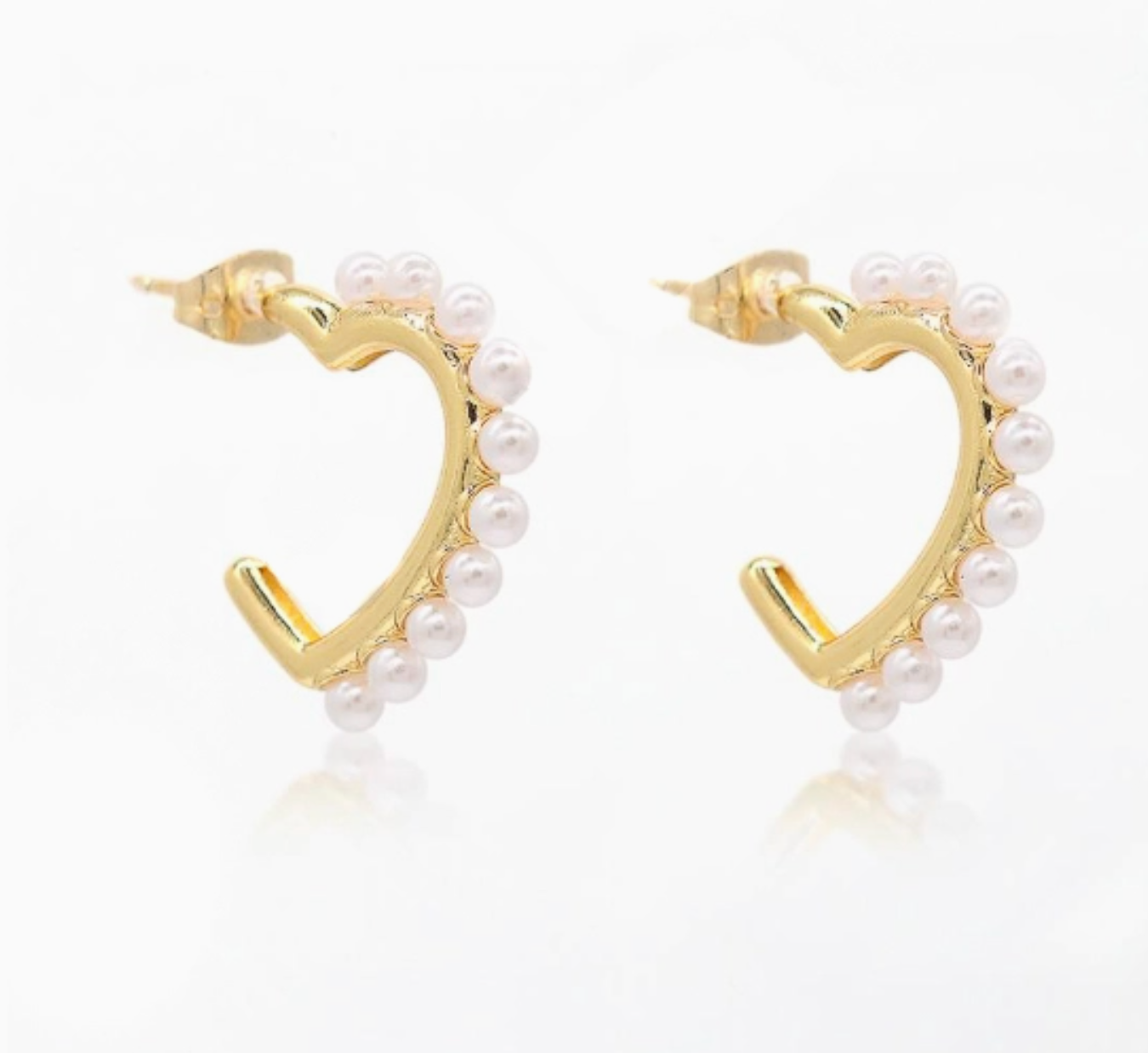 HEART PEARL HOOP EARRINGS
