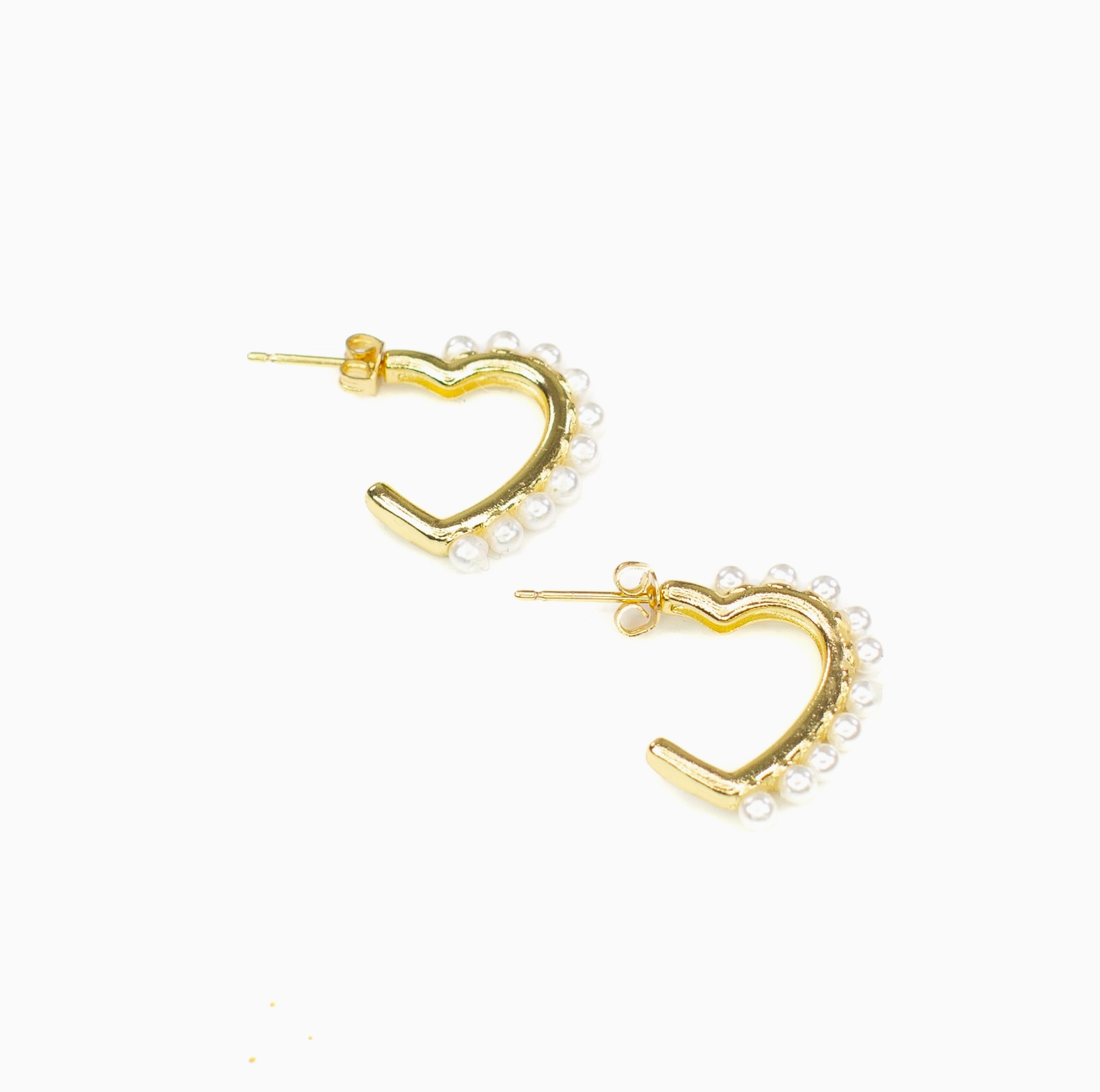 HEART PEARL HOOP EARRINGS