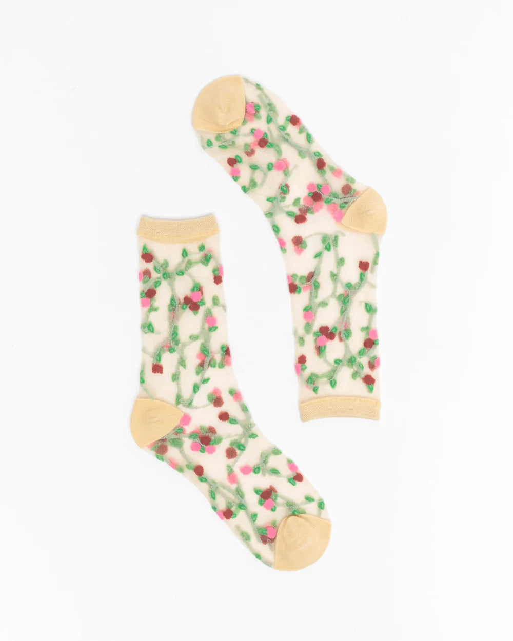 SHEER ROSETTES CREW SOCKS