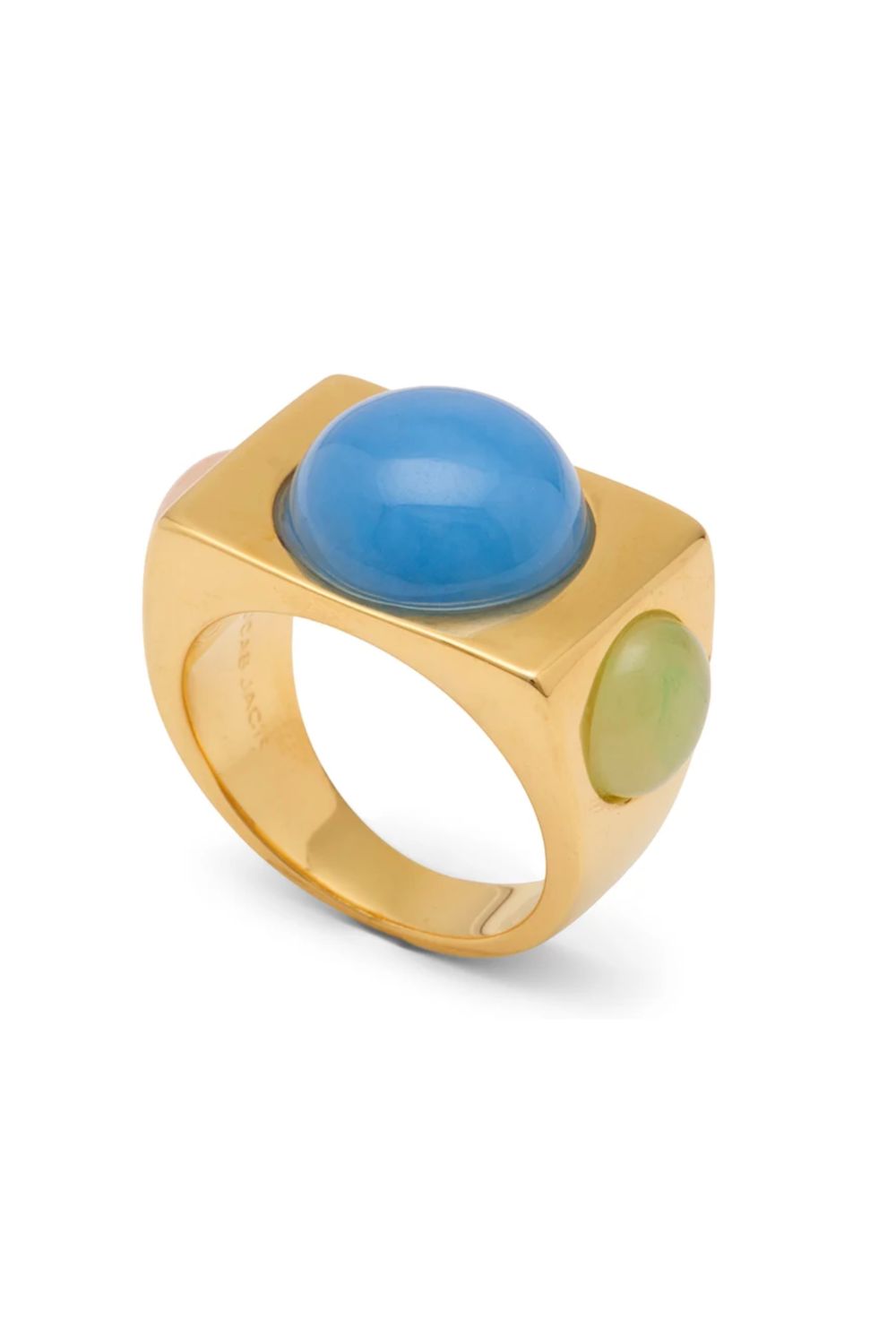 SKY BLUE QUARTZ GOLD BLOCK RING