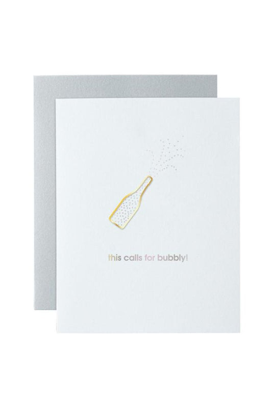 This Calls for Bubbly Paper Clip Letterpress Card
