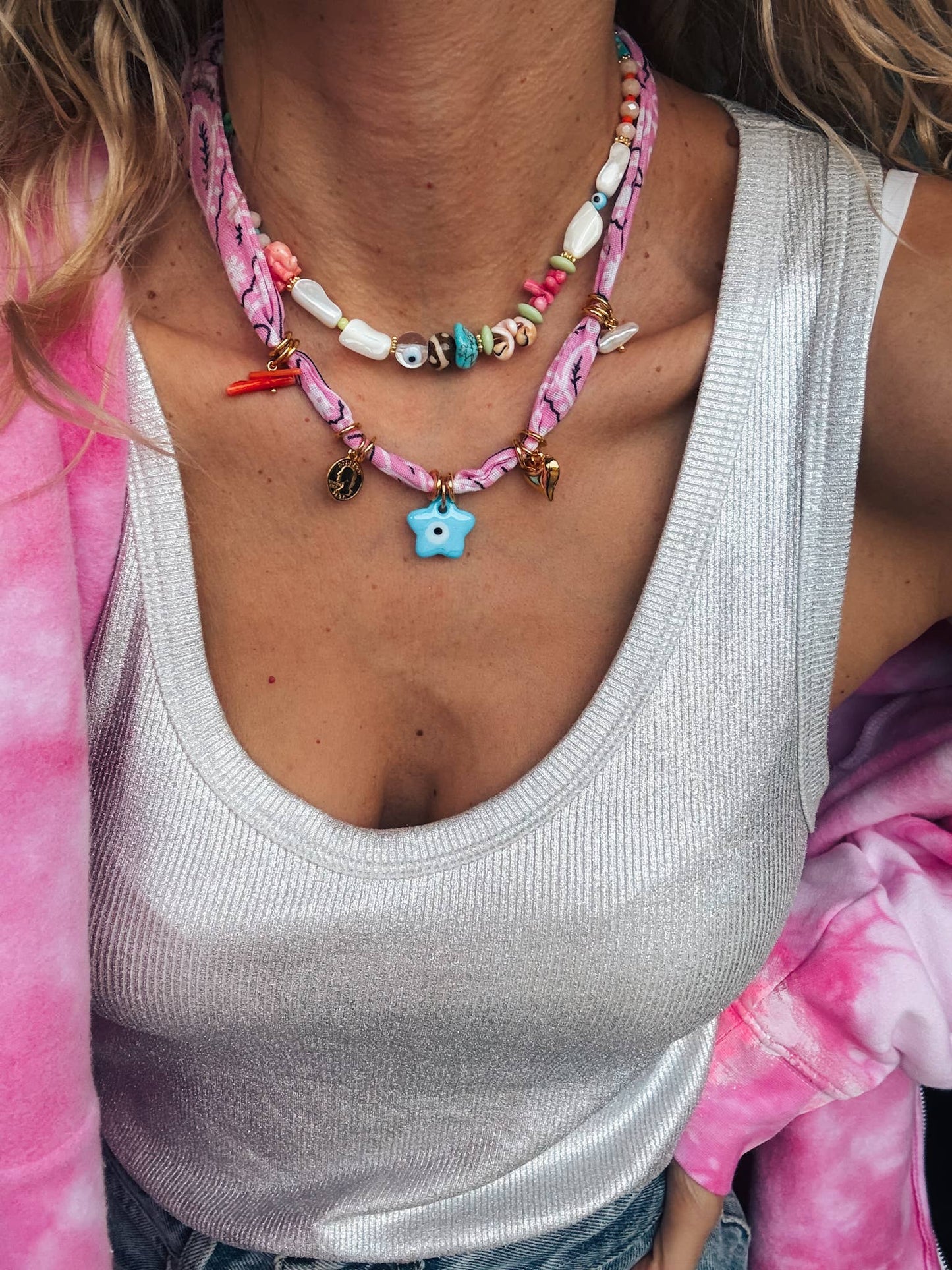 BOHEMIAN BANDANA SCARF CHARM NECKLACE