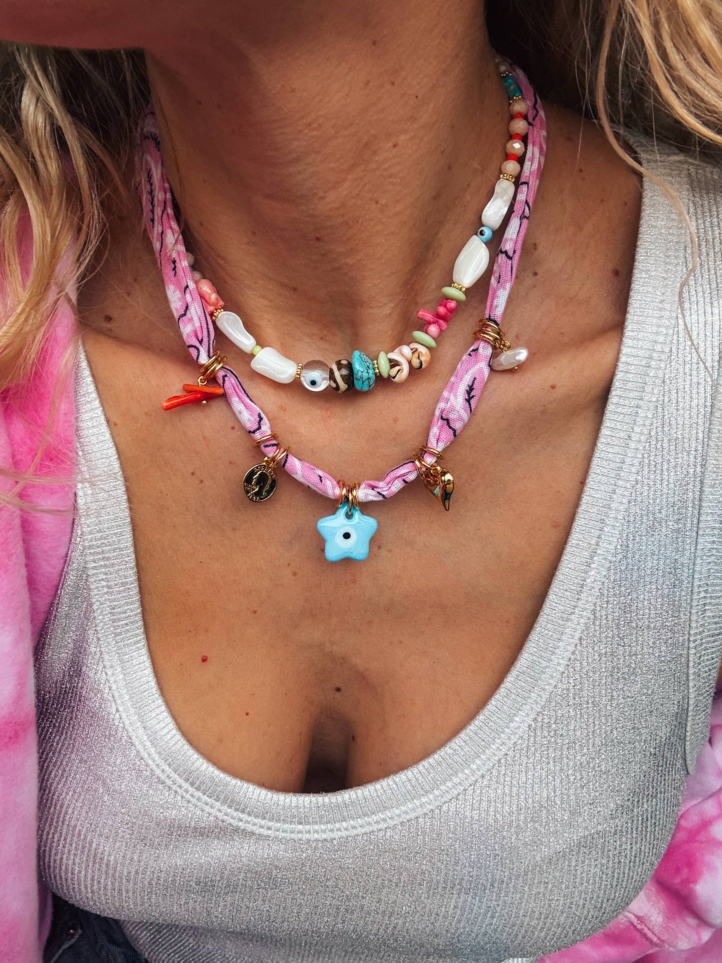 BOHEMIAN BANDANA SCARF CHARM NECKLACE