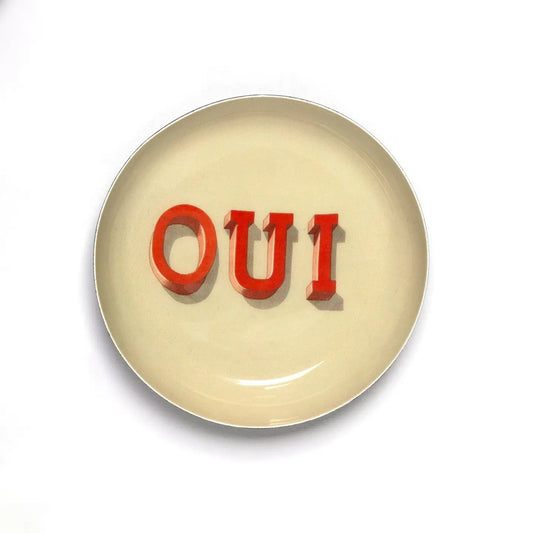 OUI ENAMEL ROUND TRAY