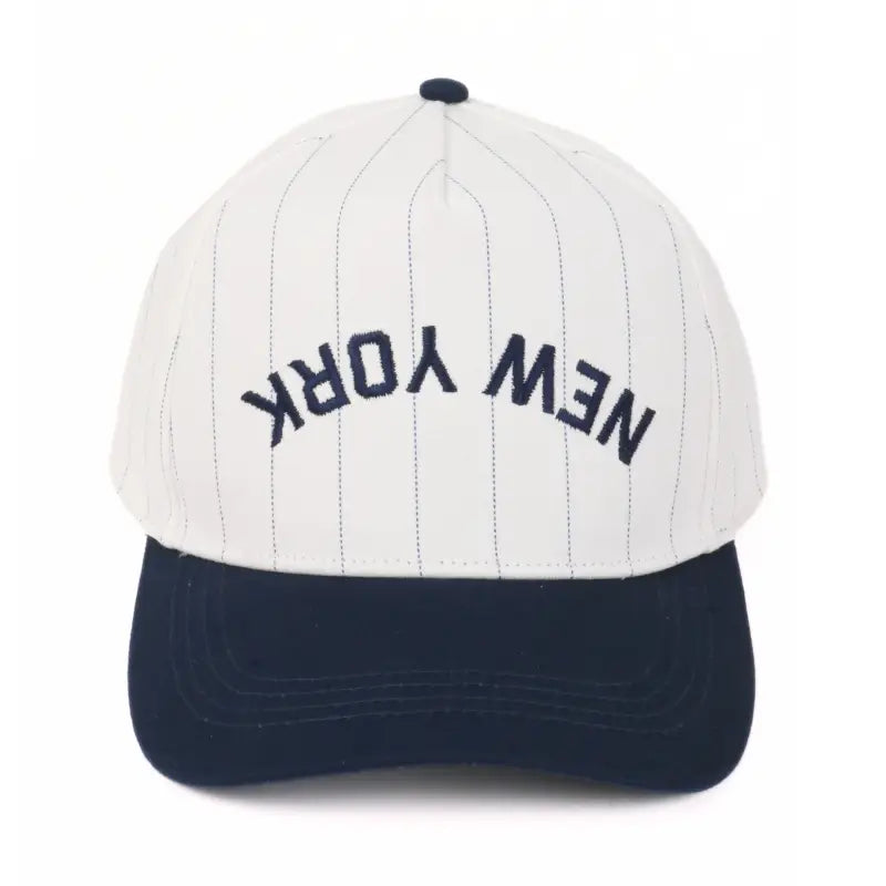 NEW YORK UPSIDE DOWN EMBROIDERED PINSTRIPE CAP