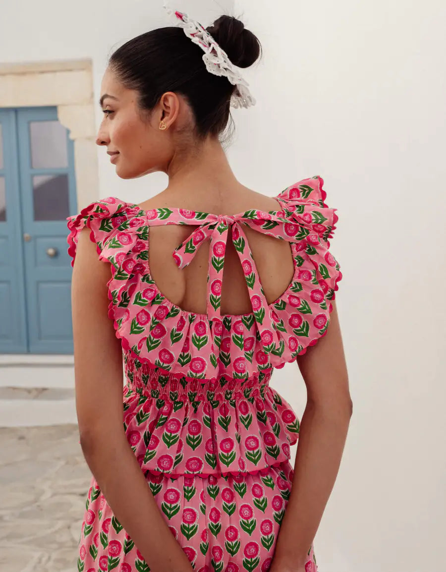 SUSIE FLORAL RUFFLE TOP