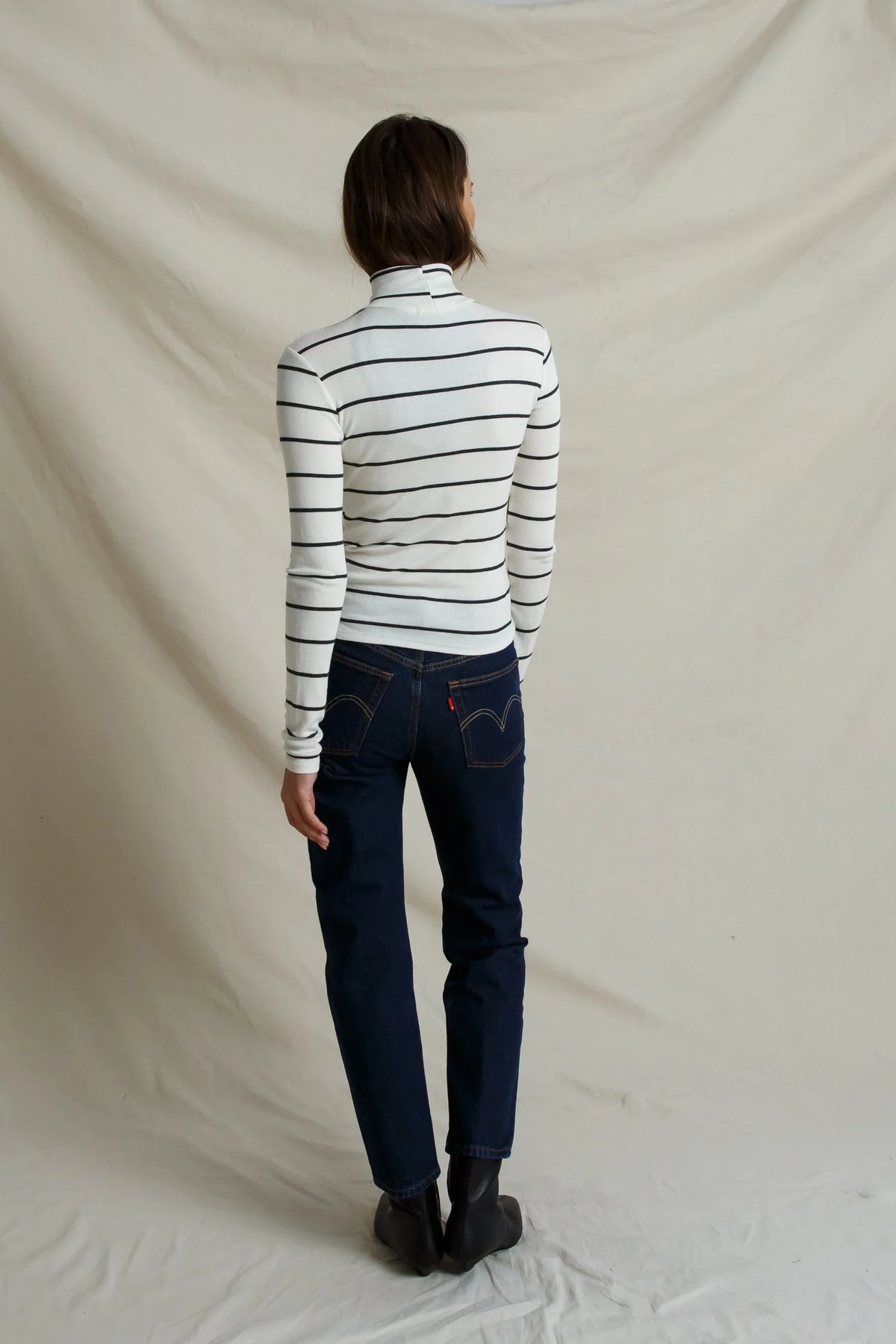 TATI STRIPE CASHMERE RIB TURTLE NECK