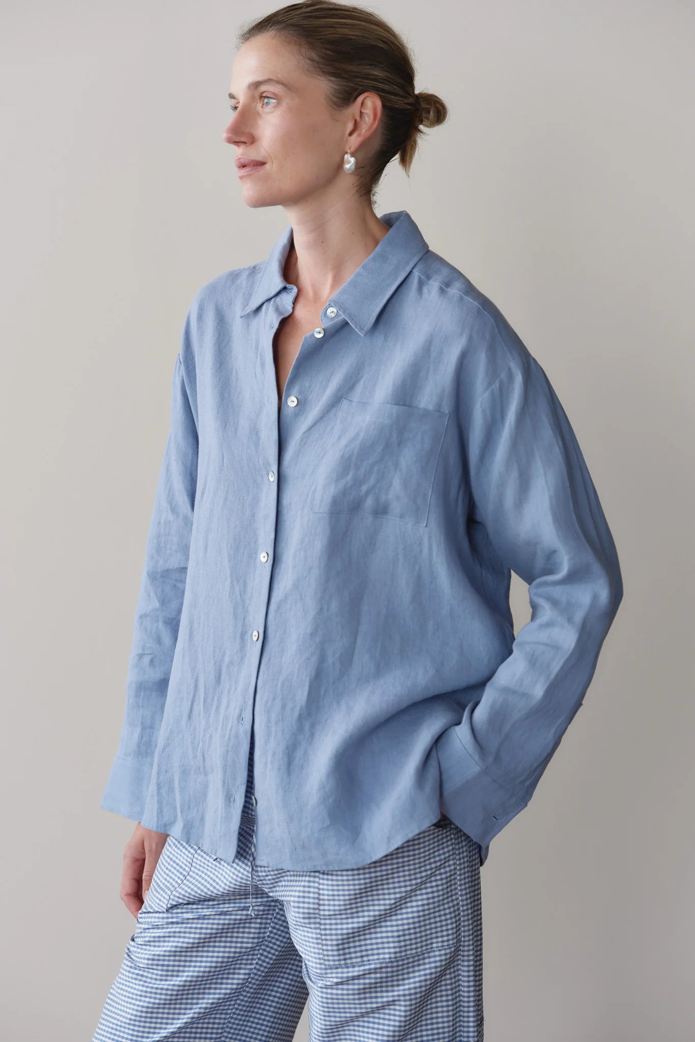 CORNFLOWER LINEN RELAXED SHIRT