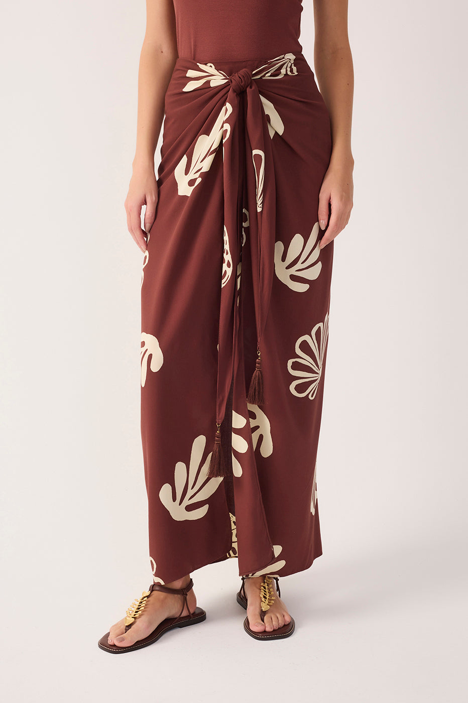 BROWN MARITIME KNOT MAXI SKIRT