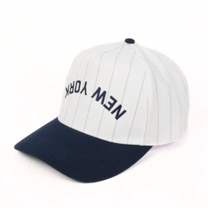 NEW YORK UPSIDE DOWN EMBROIDERED PINSTRIPE CAP
