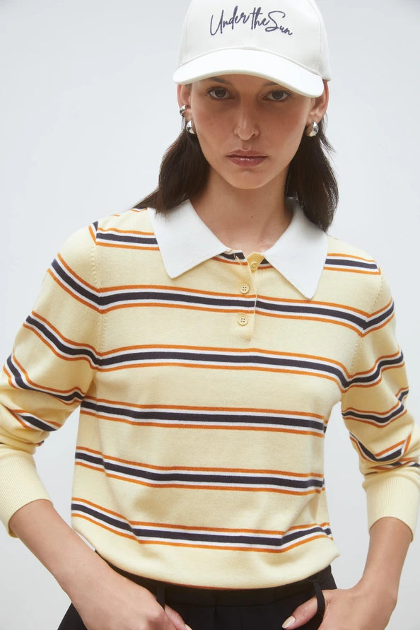 PREGO KNIT STRIPE LS POLO