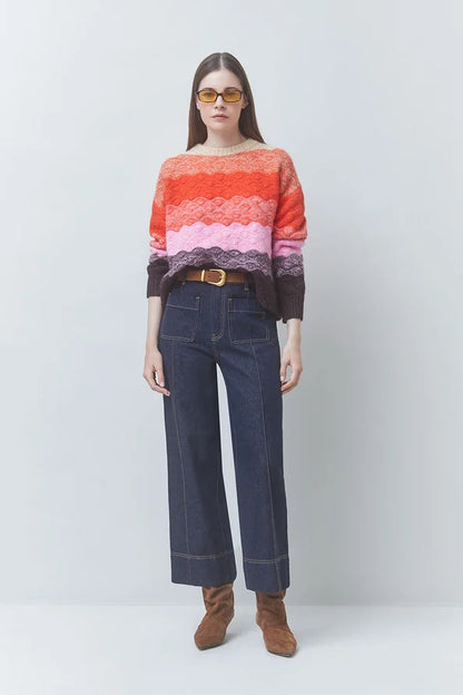 ORANGE PANAYO WAVY SWEATER