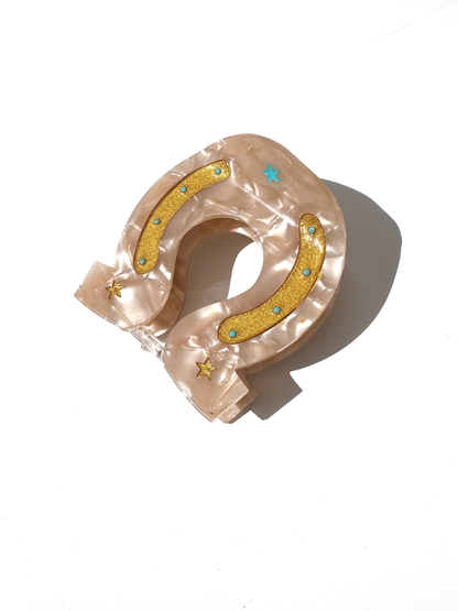 Hand-painted Lucky Horseshoe Hair Clip