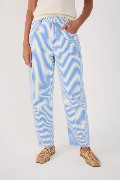 STRIPED TWILL BARREL PANT