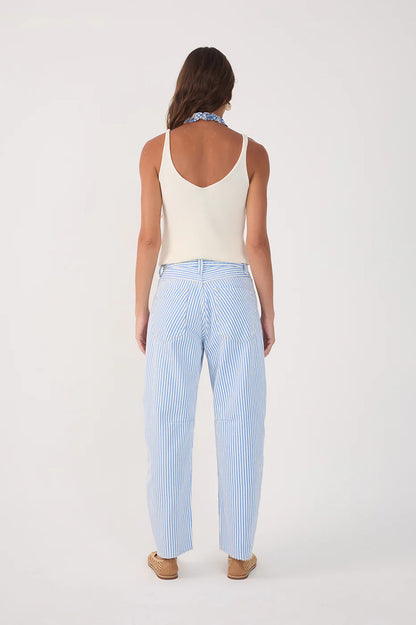 STRIPED TWILL BARREL PANT