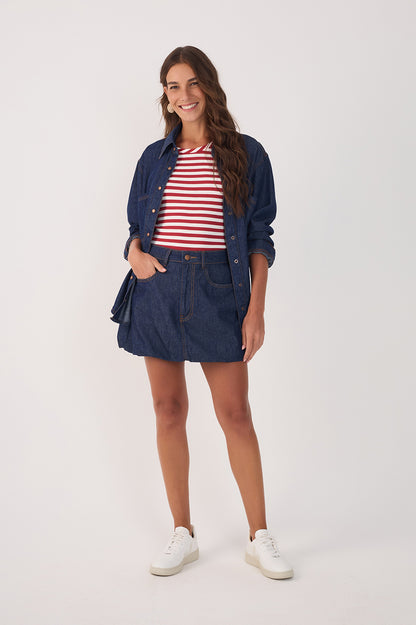 DENIM BUBBLE MINI SKIRT