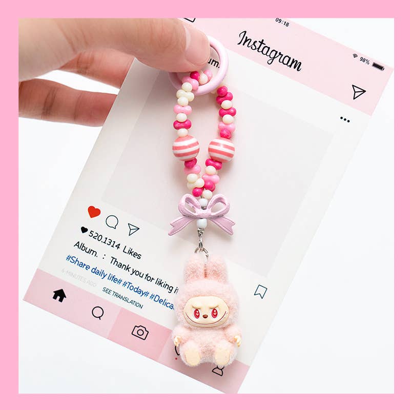 MINI LABUBU BEADED KEYCHAIN BAG CHARM