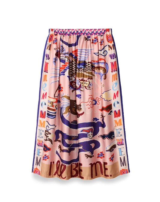 DRAGON JOY PRINTED MIDI SKIRT
