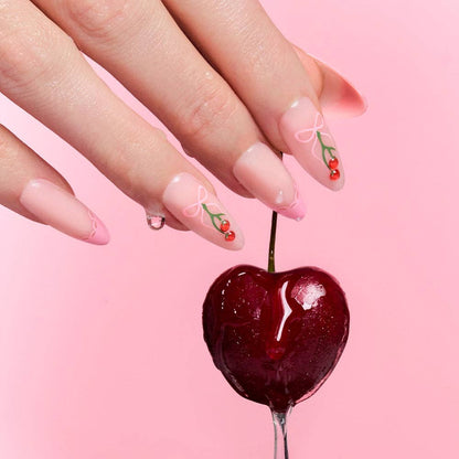 Cherry Bow Press On Nails