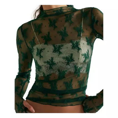 PINE FROST LADY LUXE LACE MOCK NECK