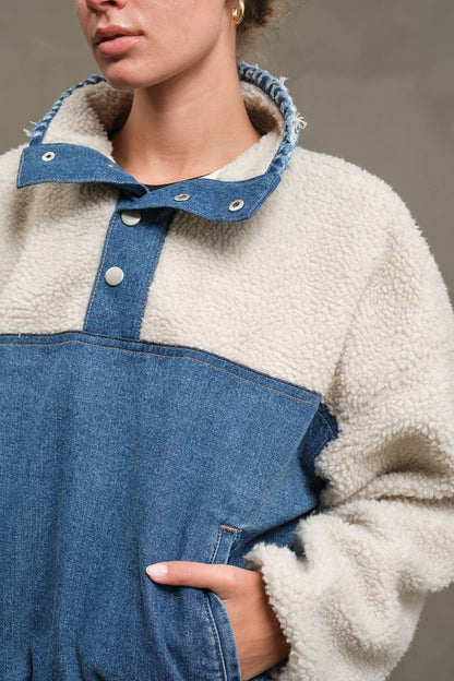TEDDY DENIM PULLOVER JACKET